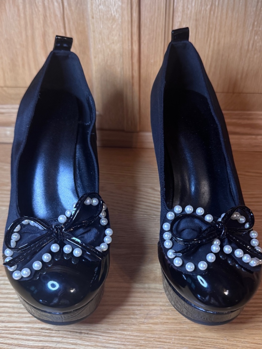 New Women's Size 8.5 Black Stiletto Heel Pumps UK 6.5 Eur 39 4 Inch Heel Pearl